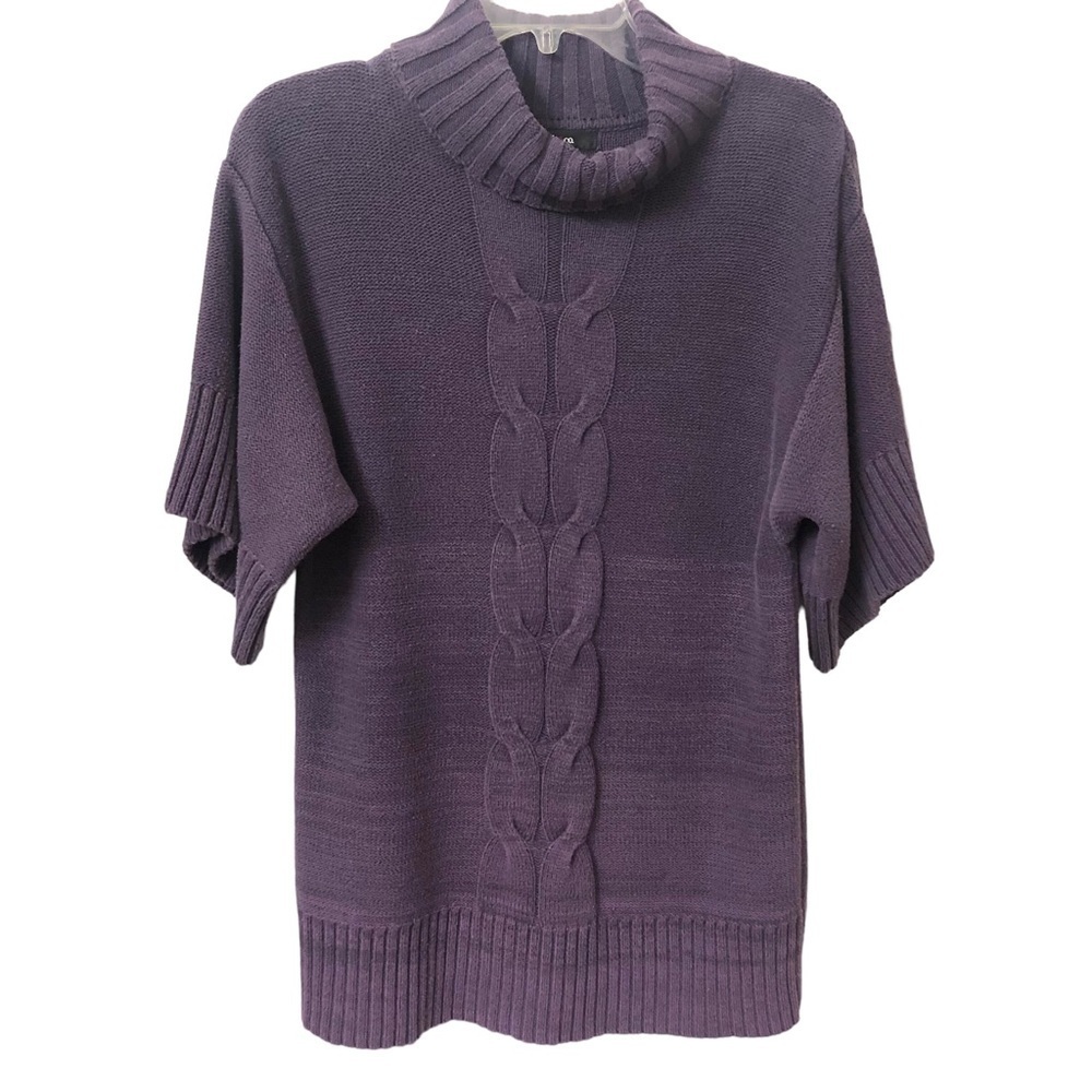 Style & Co Women's Short Sleeve Purple Turtleneck Sweater, Size Medium
